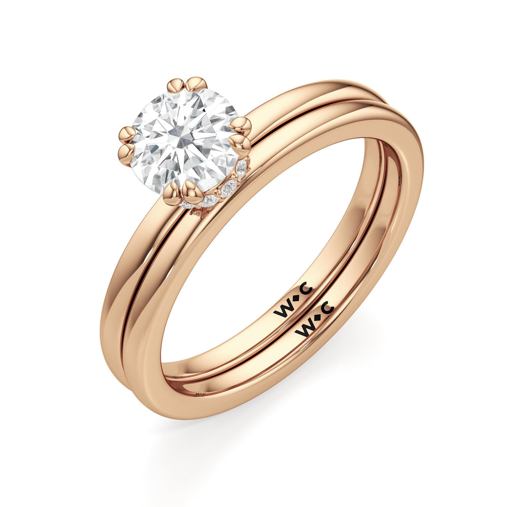 The Faye Wedding Band with 18KT Rose Gold Cut Diamond in 14KT Rose Gold view 4
