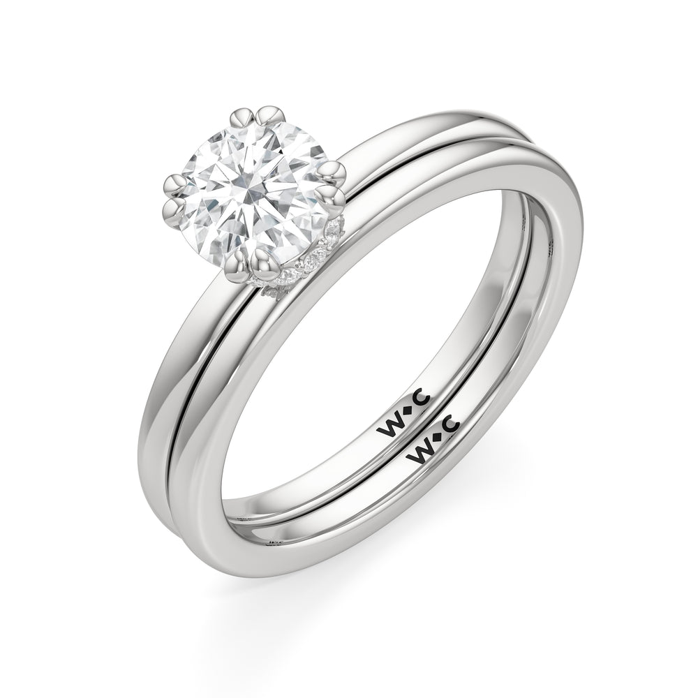 The Faye Wedding Band with Platinum Cut Diamond in 14KT Platinum view 4

