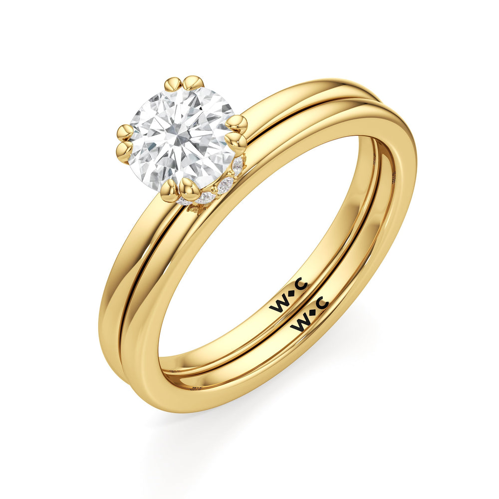 The Faye Wedding Band with 18KT Yellow Gold Cut Diamond in 14KT Yellow Gold view 4
