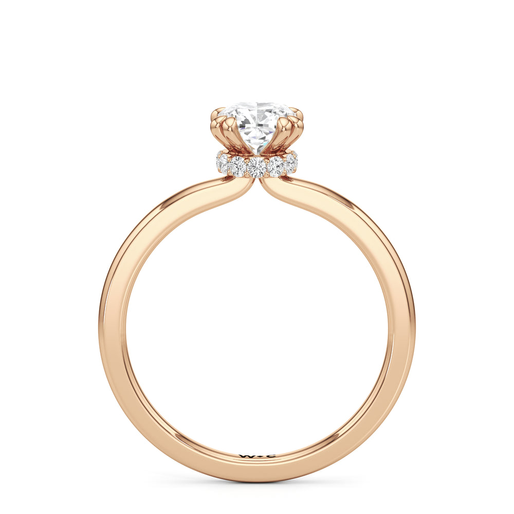 The Faye Engagement Ring with Cushion Cut Diamond in 14KT Rose Gold view 2
