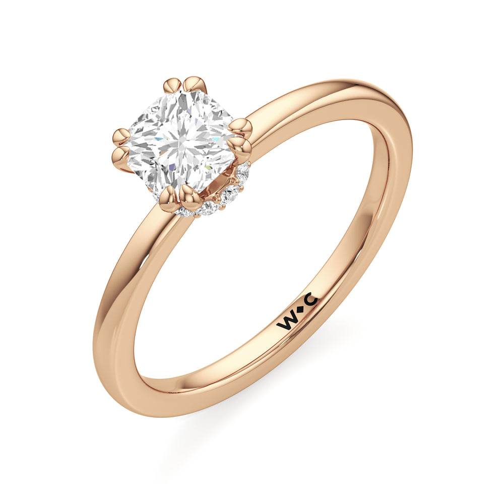 The Faye Engagement Ring with Cushion Cut Diamond in 14KT Rose Gold view 3
