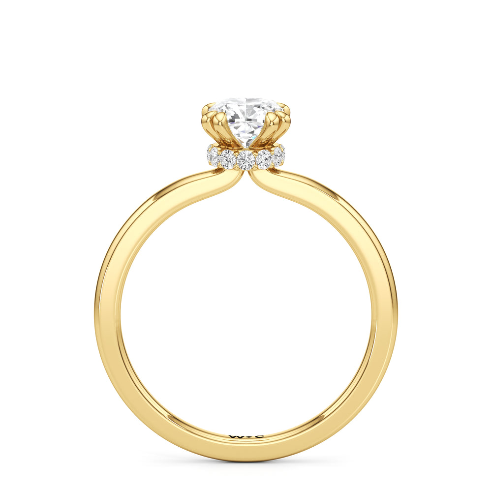 The Faye Engagement Ring with Cushion Cut Diamond in 14KT Yellow Gold view 2
