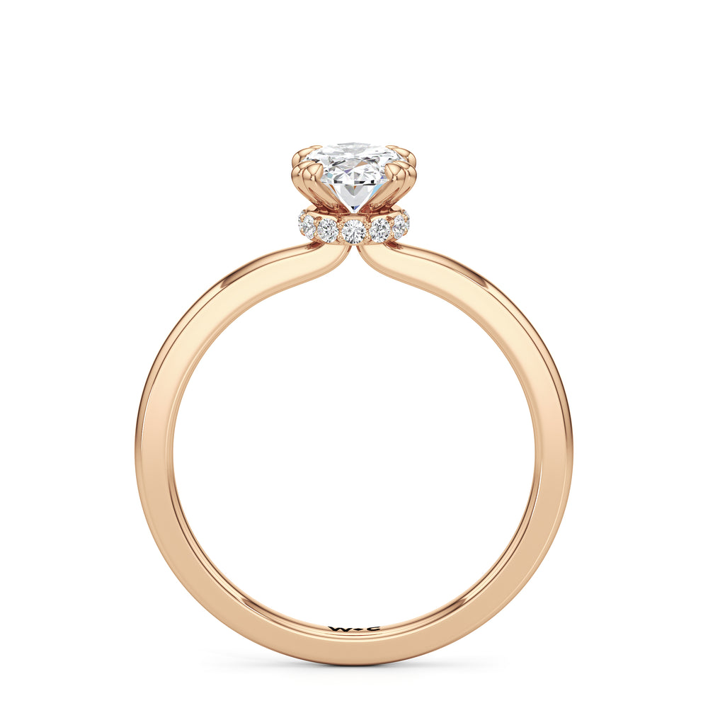 The Faye Engagement Ring with Oval Cut Diamond in 14KT Rose Gold view 2
