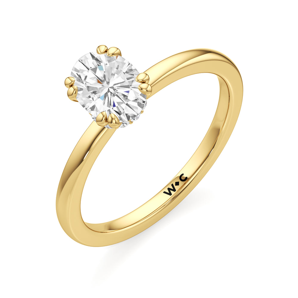 The Faye Engagement Ring with Oval Cut Diamond in 14KT Yellow Gold view 3
