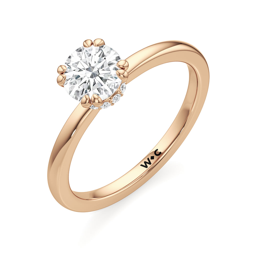 The Faye Engagement Ring with Round Cut Diamond in 14KT Rose Gold view 3
