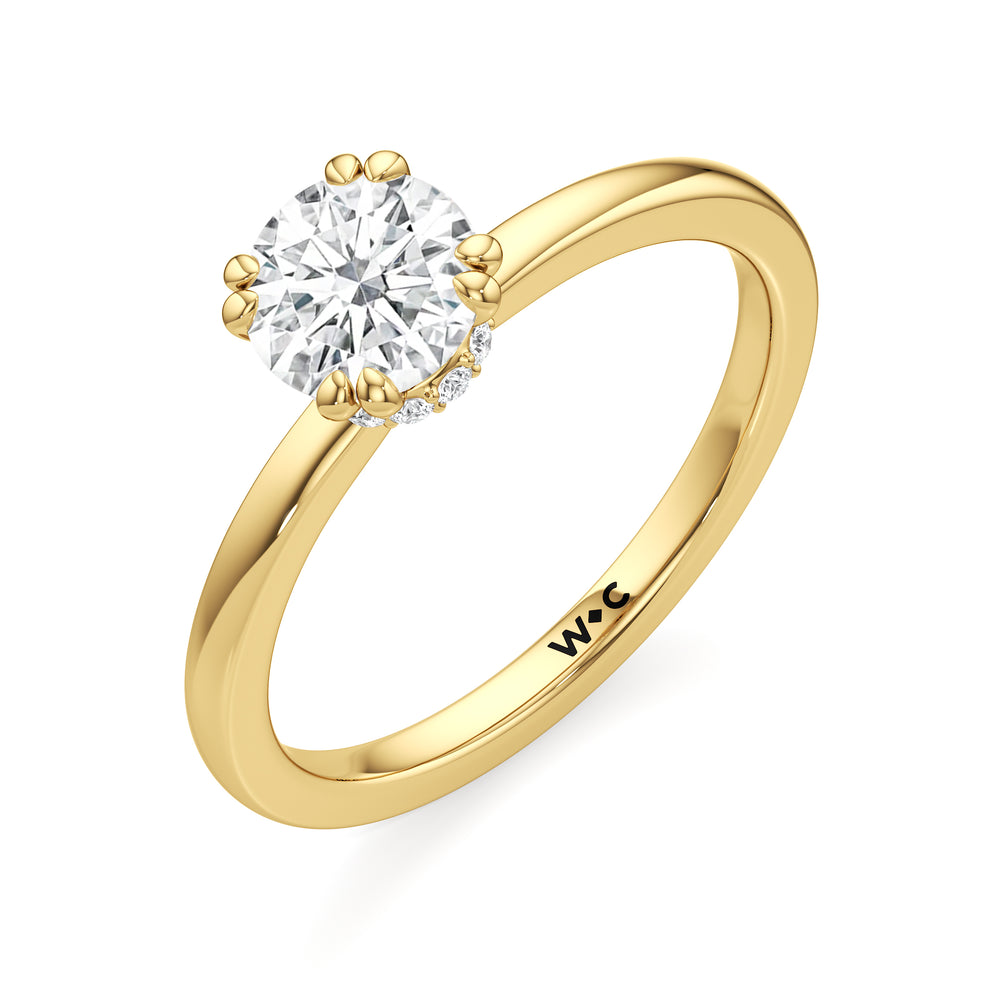 The Faye Engagement Ring with Round Cut Diamond in 14KT Yellow Gold view 3
