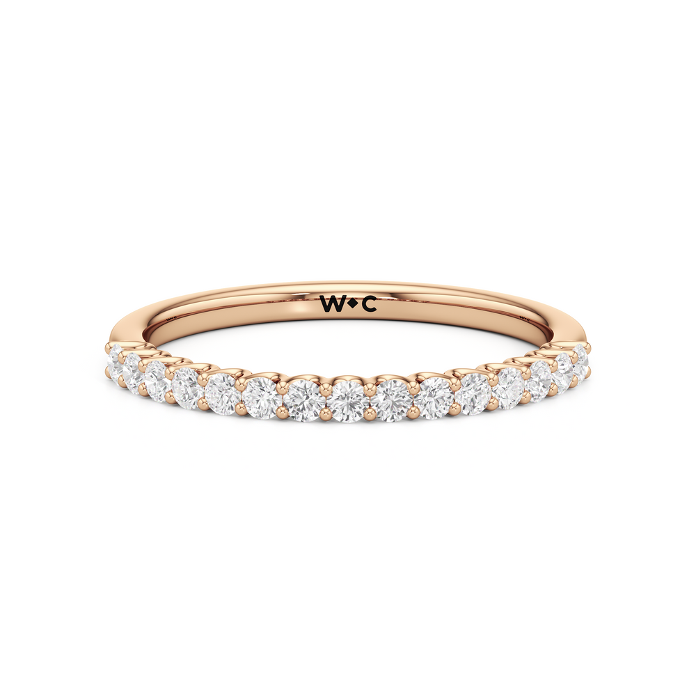 The Lucille Diamond Wedding Band with 18KT Rose Gold Cut Diamond in 14KT Rose Gold view 1
