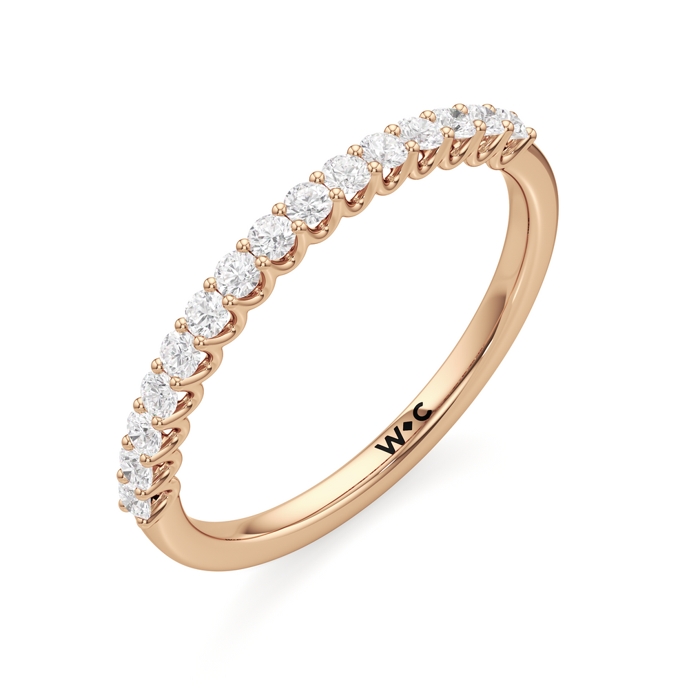 The Lucille Diamond Wedding Band with 18KT Rose Gold Cut Diamond in 14KT Rose Gold view 3
