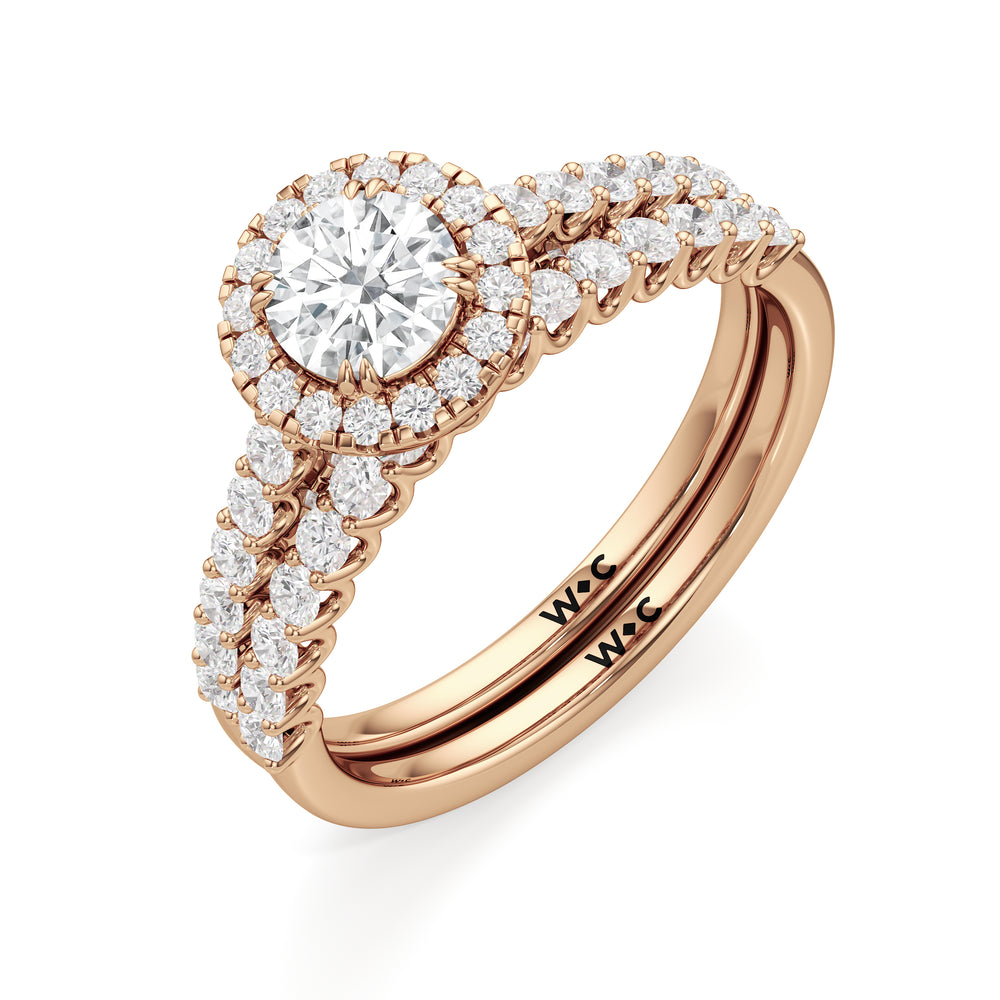 The Lucille Diamond Wedding Band with 18KT Rose Gold Cut Diamond in 14KT Rose Gold view 4
