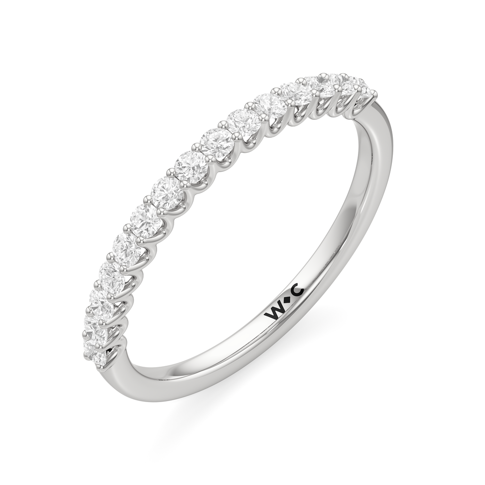 The Lucille Diamond Wedding Band with Platinum Cut Diamond in 14KT Platinum view 3
