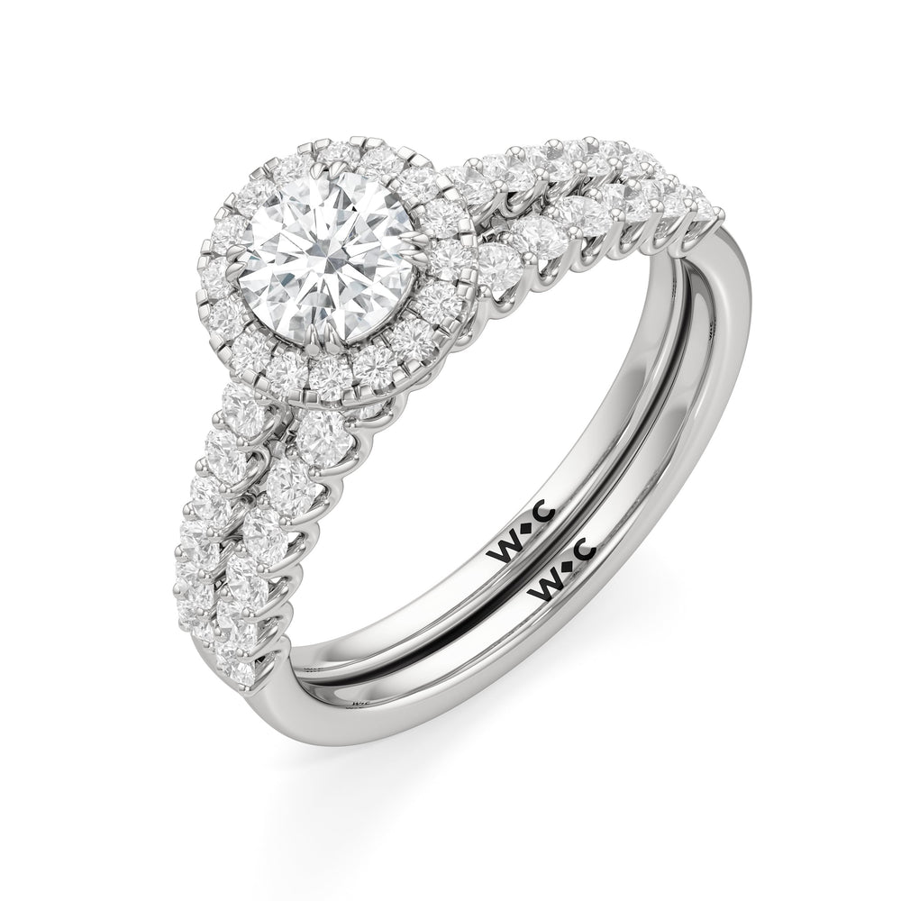 The Lucille Diamond Wedding Band with Platinum Cut Diamond in 14KT Platinum view 4
