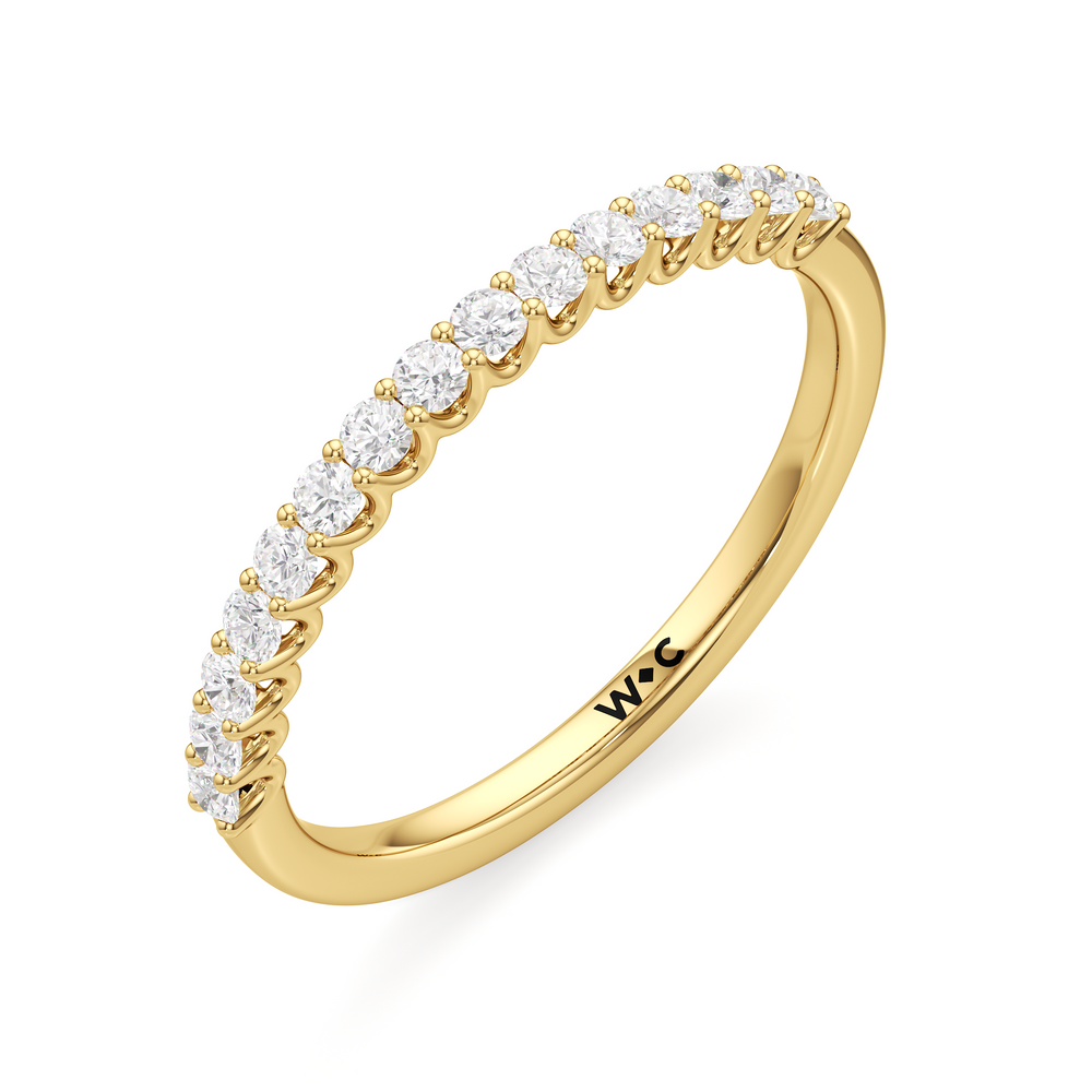 The Lucille Diamond Wedding Band with 18KT Yellow Gold Cut Diamond in 14KT Yellow Gold view 3
