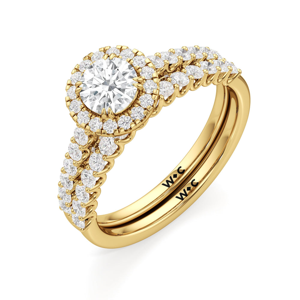 The Lucille Diamond Wedding Band with 18KT Yellow Gold Cut Diamond in 14KT Yellow Gold view 4
