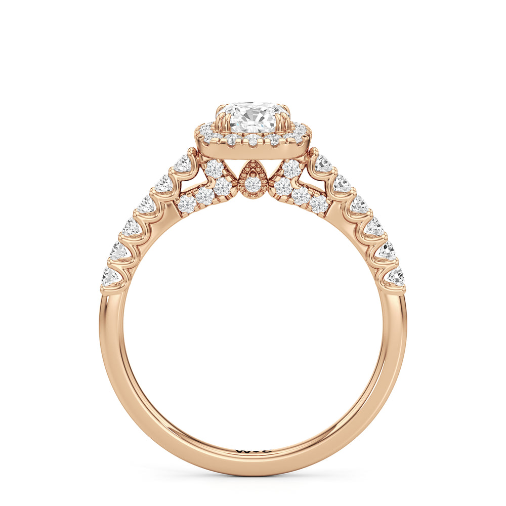 The Lucille Engagement Ring with Cushion Cut Diamond in 14KT Rose Gold view 2
