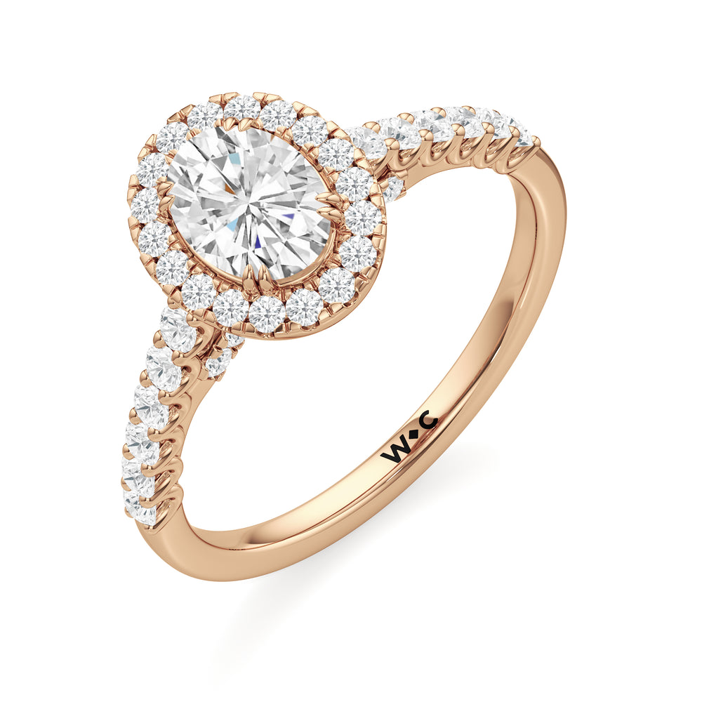 The Lucille Engagement Ring with Oval Cut Diamond in 14KT Rose Gold view 3
