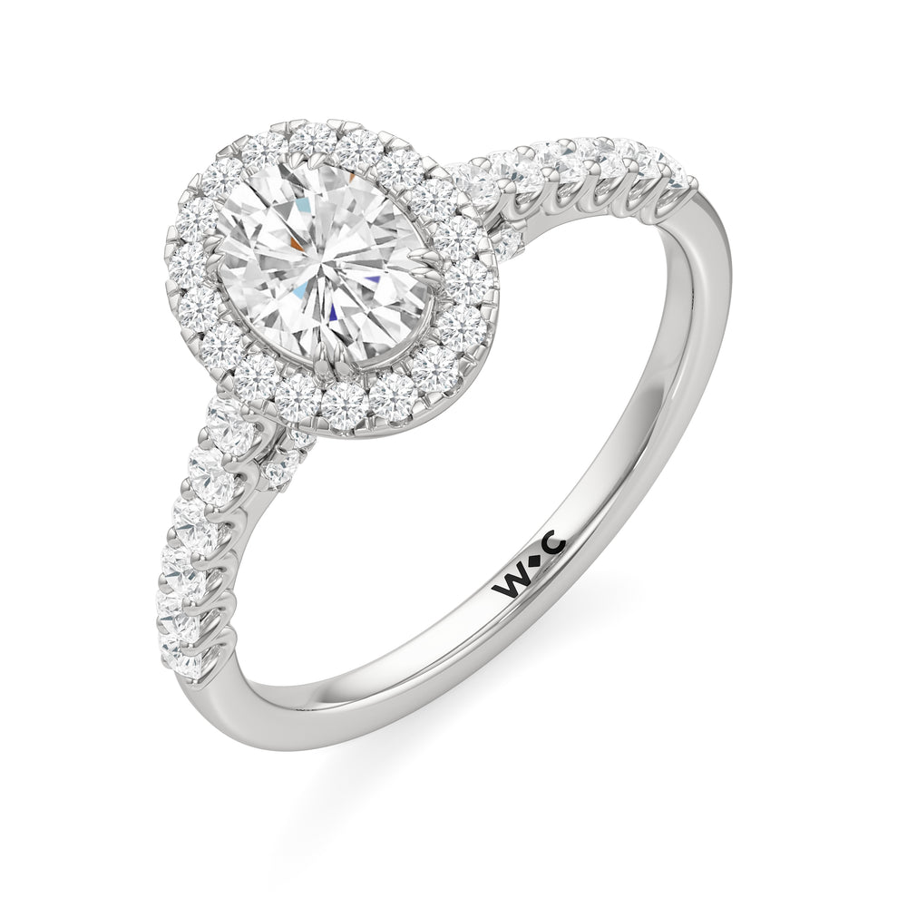 The Lucille Engagement Ring with Oval Cut Diamond in 14KT Platinum view 3
