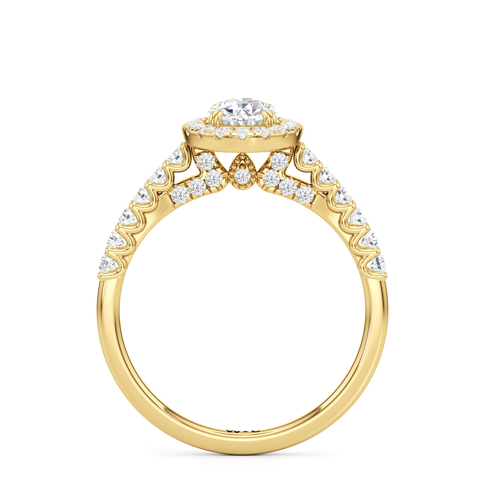 The Lucille Engagement Ring with Oval Cut Diamond in 14KT Yellow Gold view 2
