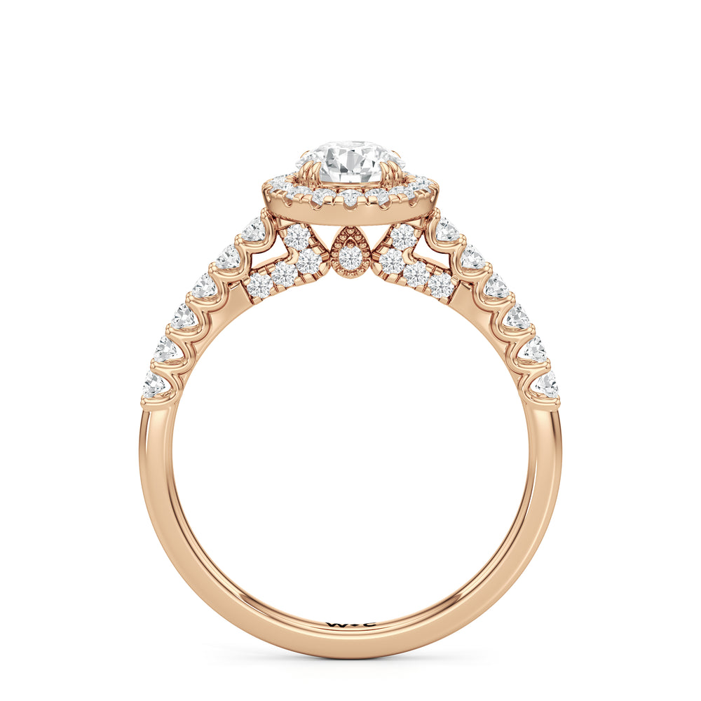 The Lucille Engagement Ring with Round Cut Diamond in 14KT Rose Gold view 2
