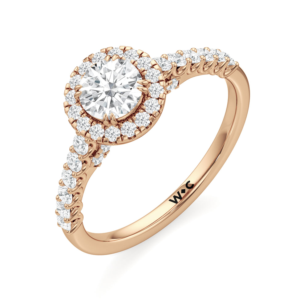 The Lucille Engagement Ring with Round Cut Diamond in 14KT Rose Gold view 3
