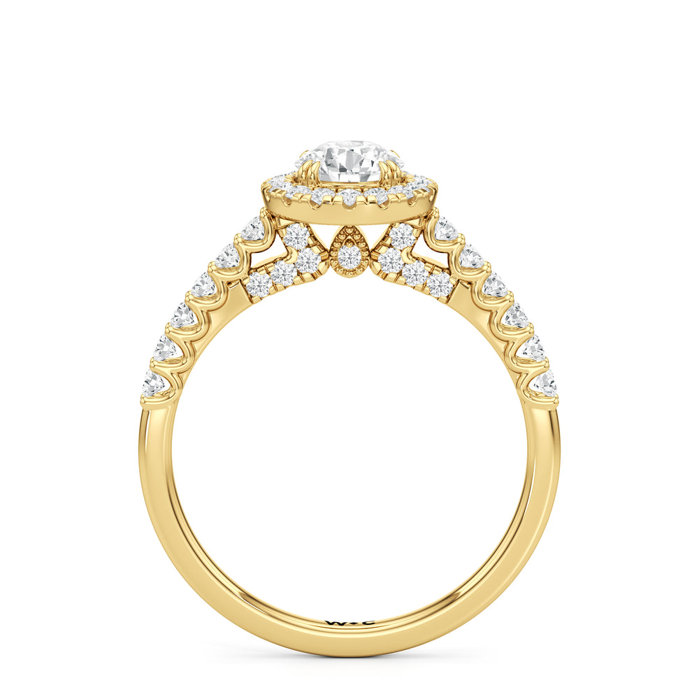 The Lucille Engagement Ring with Round Cut Diamond in 14KT Yellow Gold view 2
