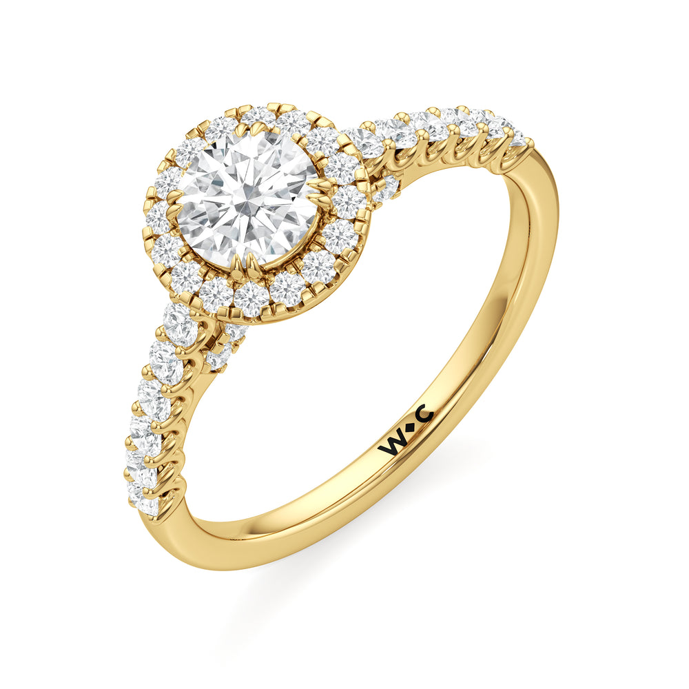The Lucille Engagement Ring with Round Cut Diamond in 14KT Yellow Gold view 3
