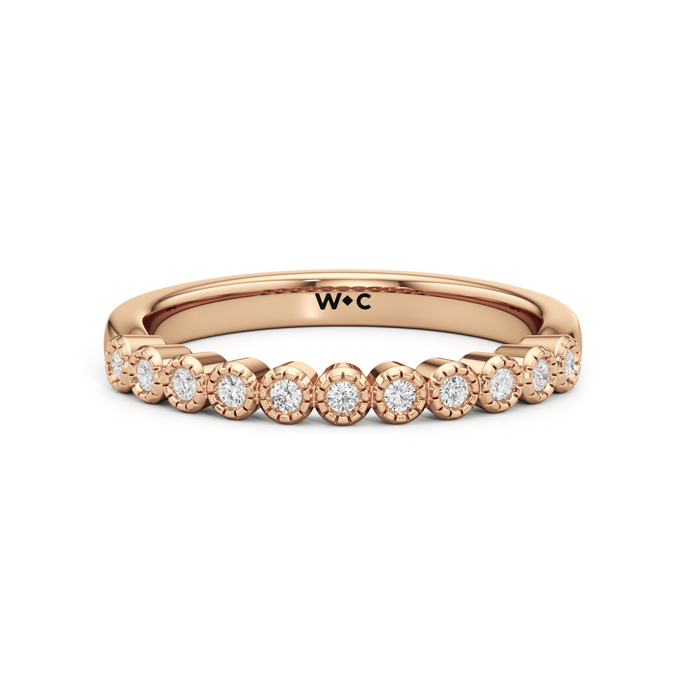 The Greer Diamond Wedding Band with 18KT Rose Gold Cut Diamond in 14KT Rose Gold view 1
