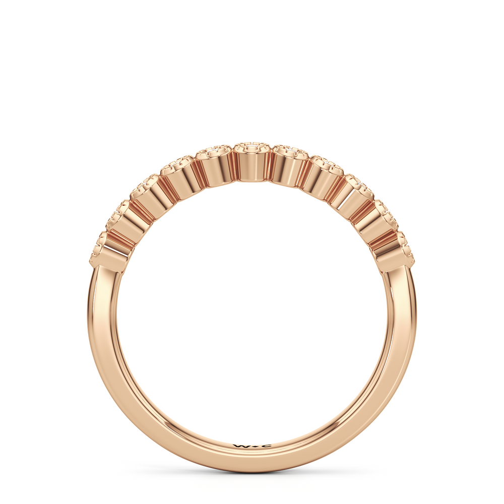 The Greer Diamond Wedding Band with 18KT Rose Gold Cut Diamond in 14KT Rose Gold view 2

