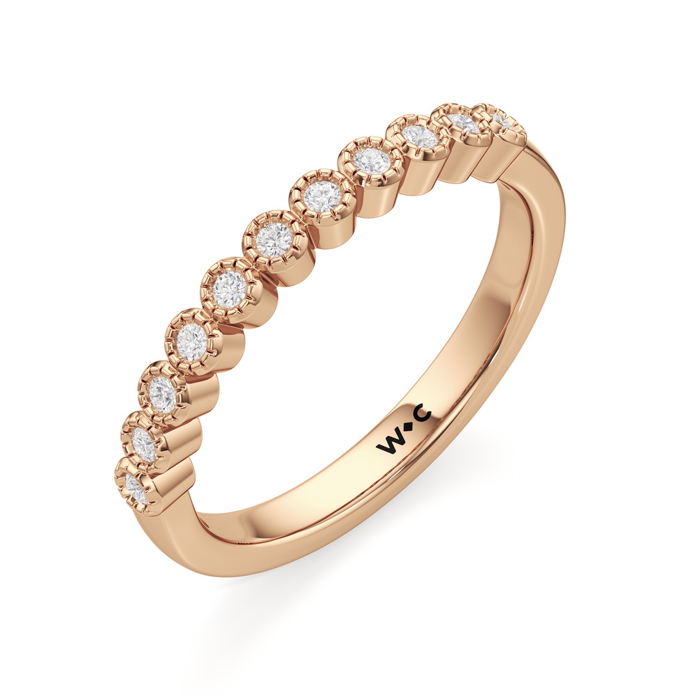 The Greer Diamond Wedding Band with 18KT Rose Gold Cut Diamond in 14KT Rose Gold view 3
