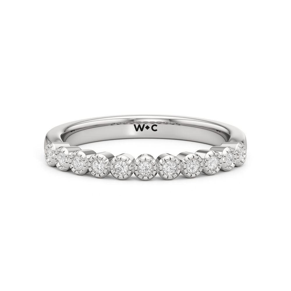 The Greer Diamond Wedding Band with Platinum Cut Diamond in 14KT Platinum view 1

