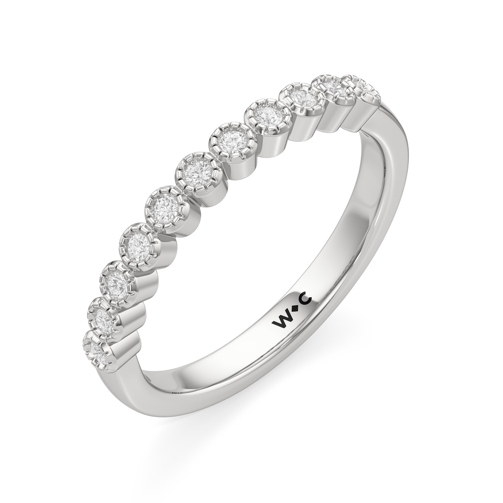 The Greer Diamond Wedding Band with Platinum Cut Diamond in 14KT Platinum view 3
