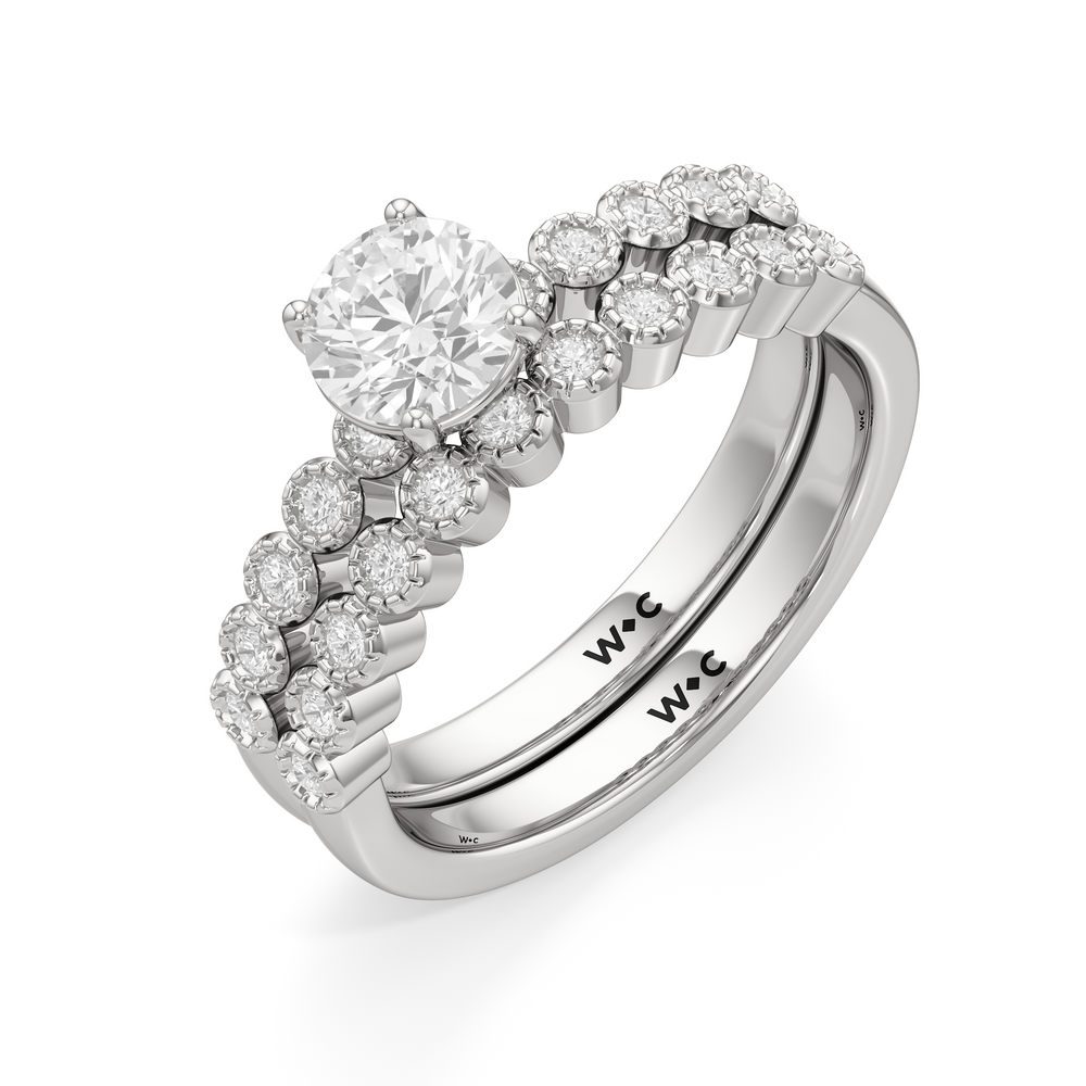 The Greer Diamond Wedding Band with Platinum Cut Diamond in 14KT Platinum view 4
