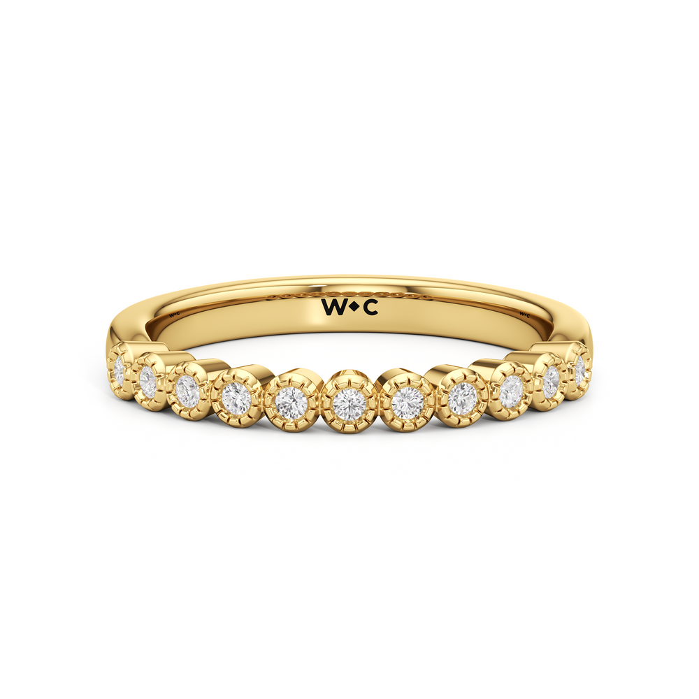 The Greer Diamond Wedding Band with 18KT Yellow Gold Cut Diamond in 14KT Yellow Gold view 1
