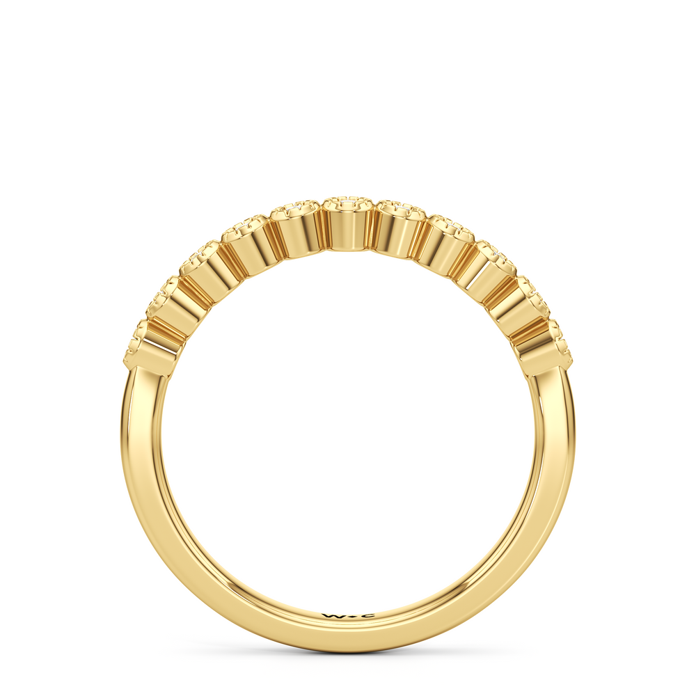 The Greer Diamond Wedding Band with 18KT Yellow Gold Cut Diamond in 14KT Yellow Gold view 2
