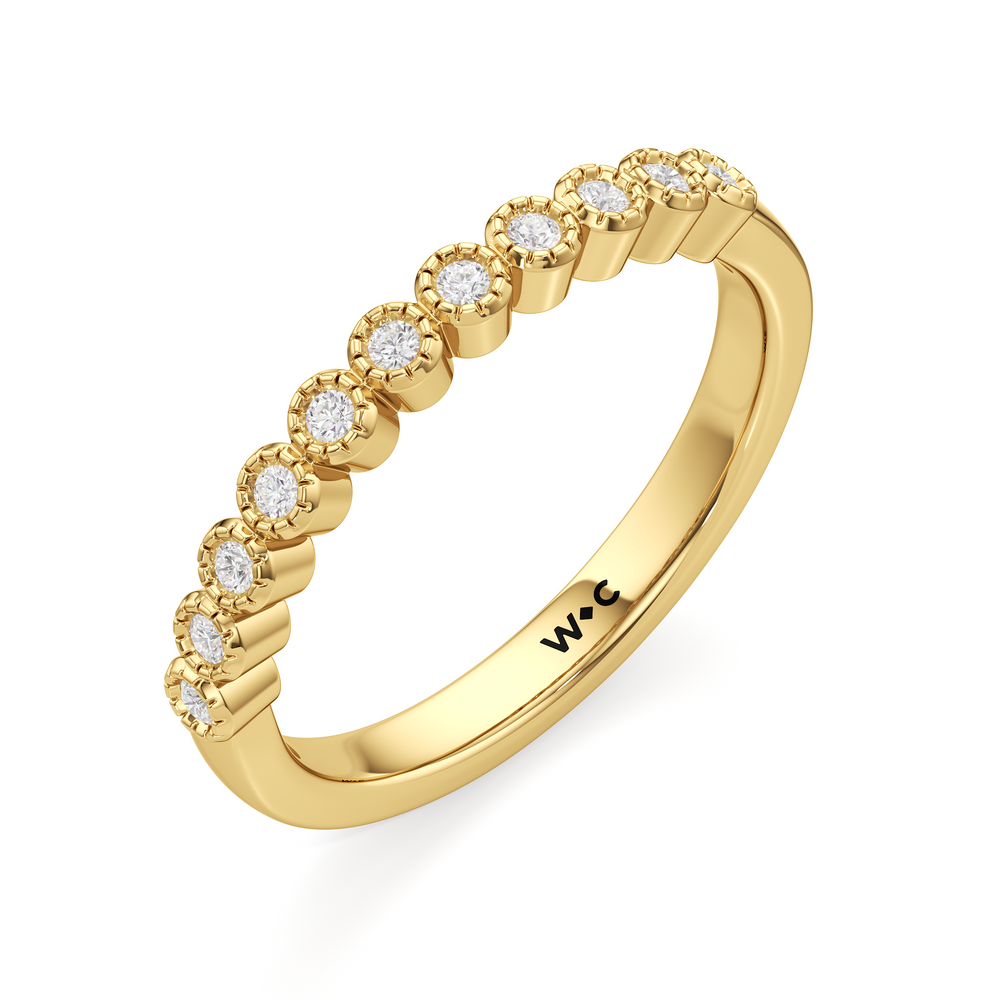 The Greer Diamond Wedding Band with 18KT Yellow Gold Cut Diamond in 14KT Yellow Gold view 3
