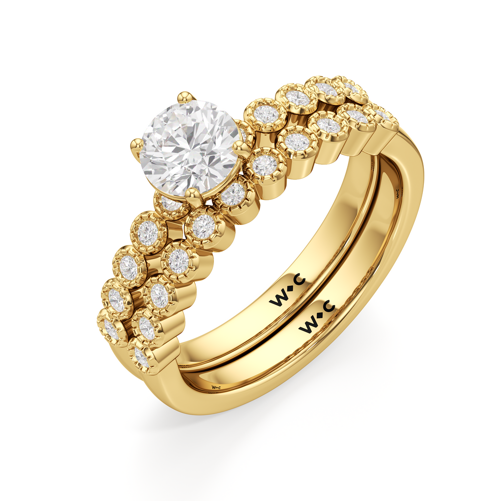 The Greer Diamond Wedding Band with 18KT Yellow Gold Cut Diamond in 14KT Yellow Gold view 4
