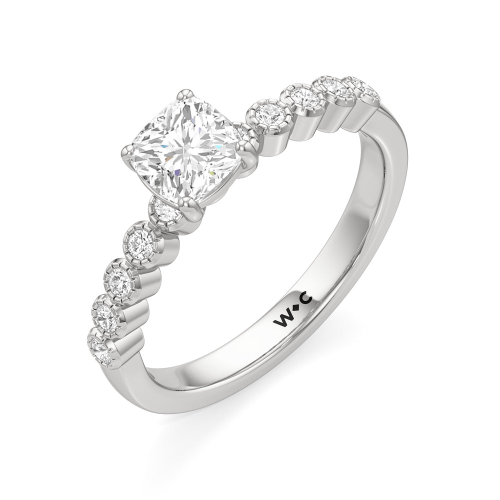 The Greer Engagement Ring with Cushion Cut Diamond in 14KT Platinum view 3
