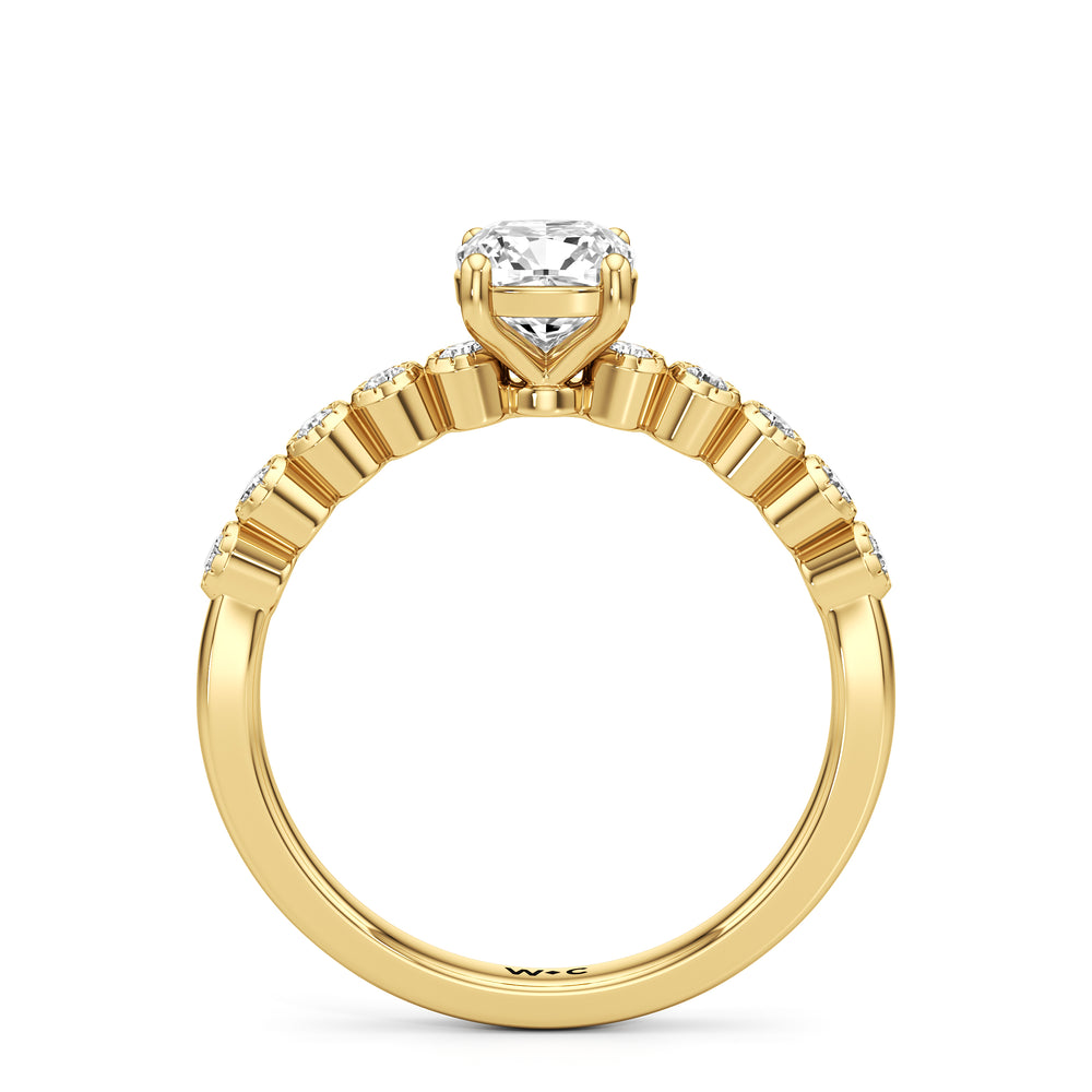The Greer Engagement Ring with Cushion Cut Diamond in 14KT Yellow Gold view 2
