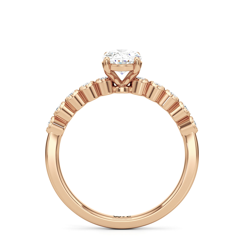 The Greer Engagement Ring with Oval Cut Diamond in 14KT Rose Gold view 2
