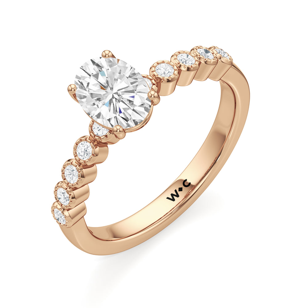 The Greer Engagement Ring with Oval Cut Diamond in 14KT Rose Gold view 3
