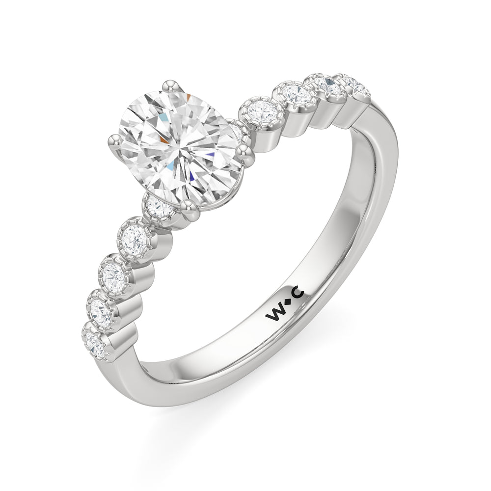 The Greer Engagement Ring with Oval Cut Diamond in 14KT Platinum view 3

