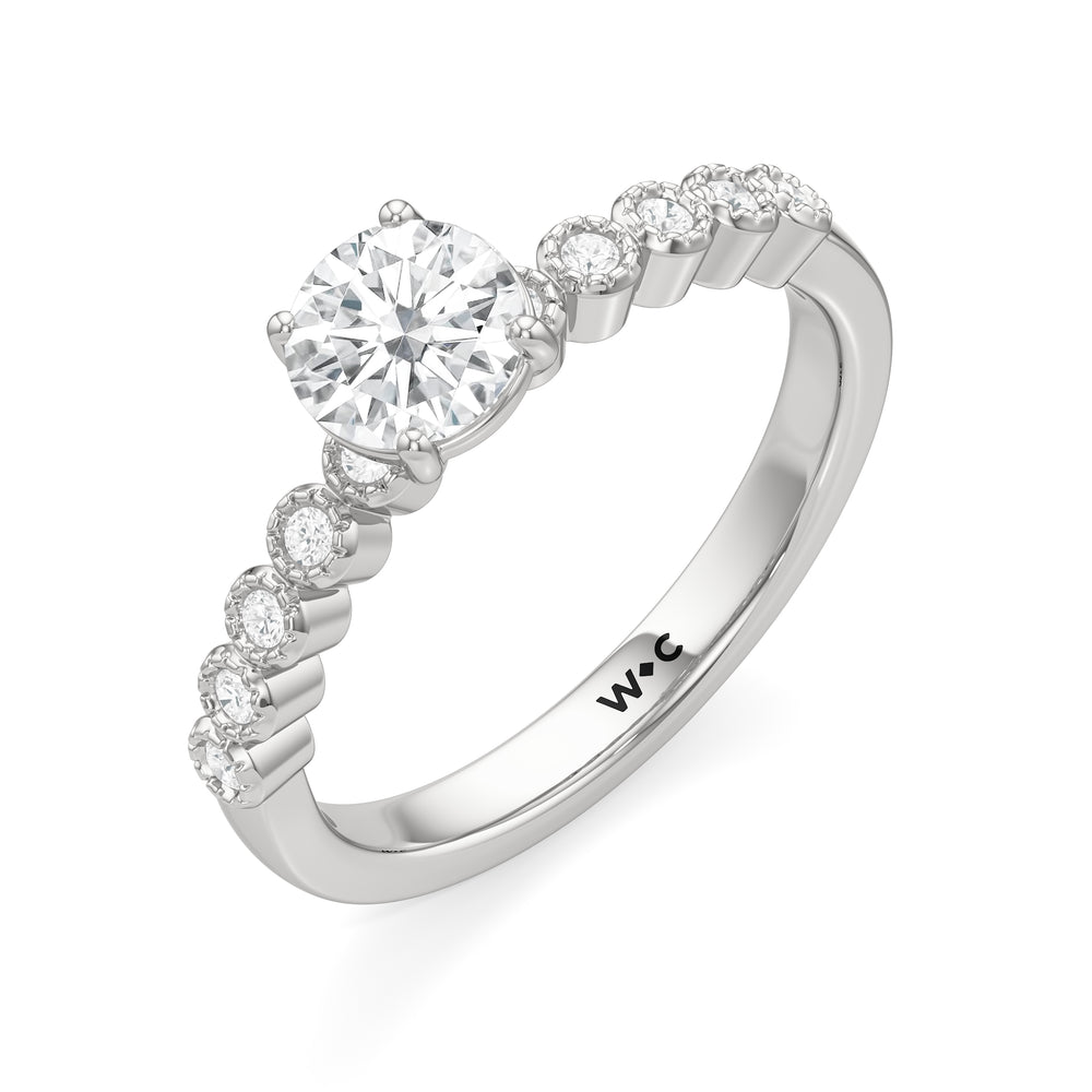 The Greer Engagement Ring with Round Cut Diamond in 14KT Platinum view 3
