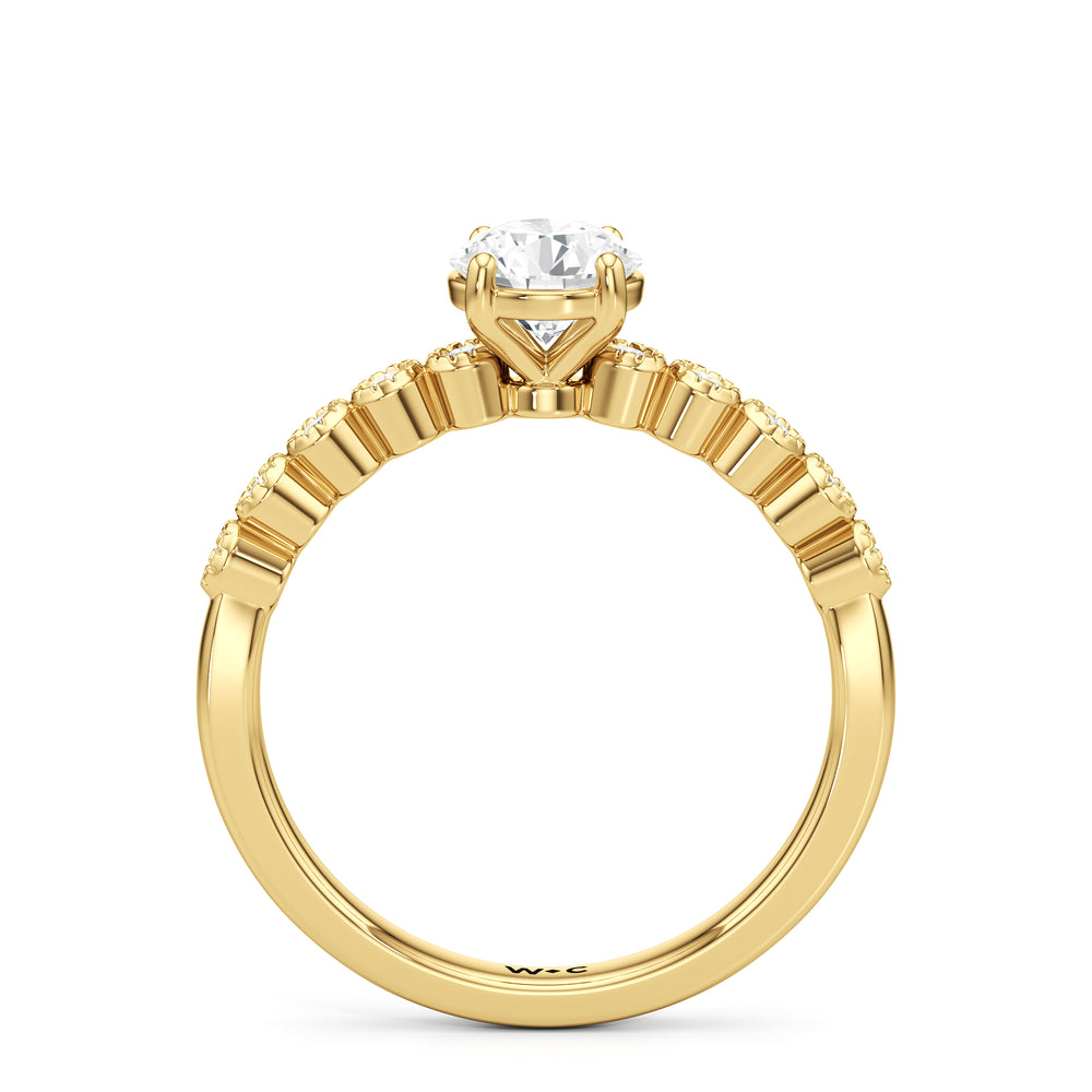 The Greer Engagement Ring with Round Cut Diamond in 14KT Yellow Gold view 2

