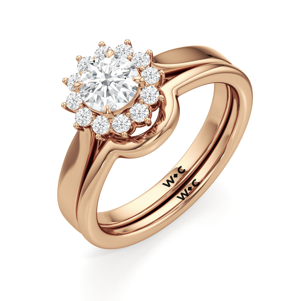 The Zara Wedding Band with 18KT Rose Gold Cut Diamond in 14KT Rose Gold view 4
