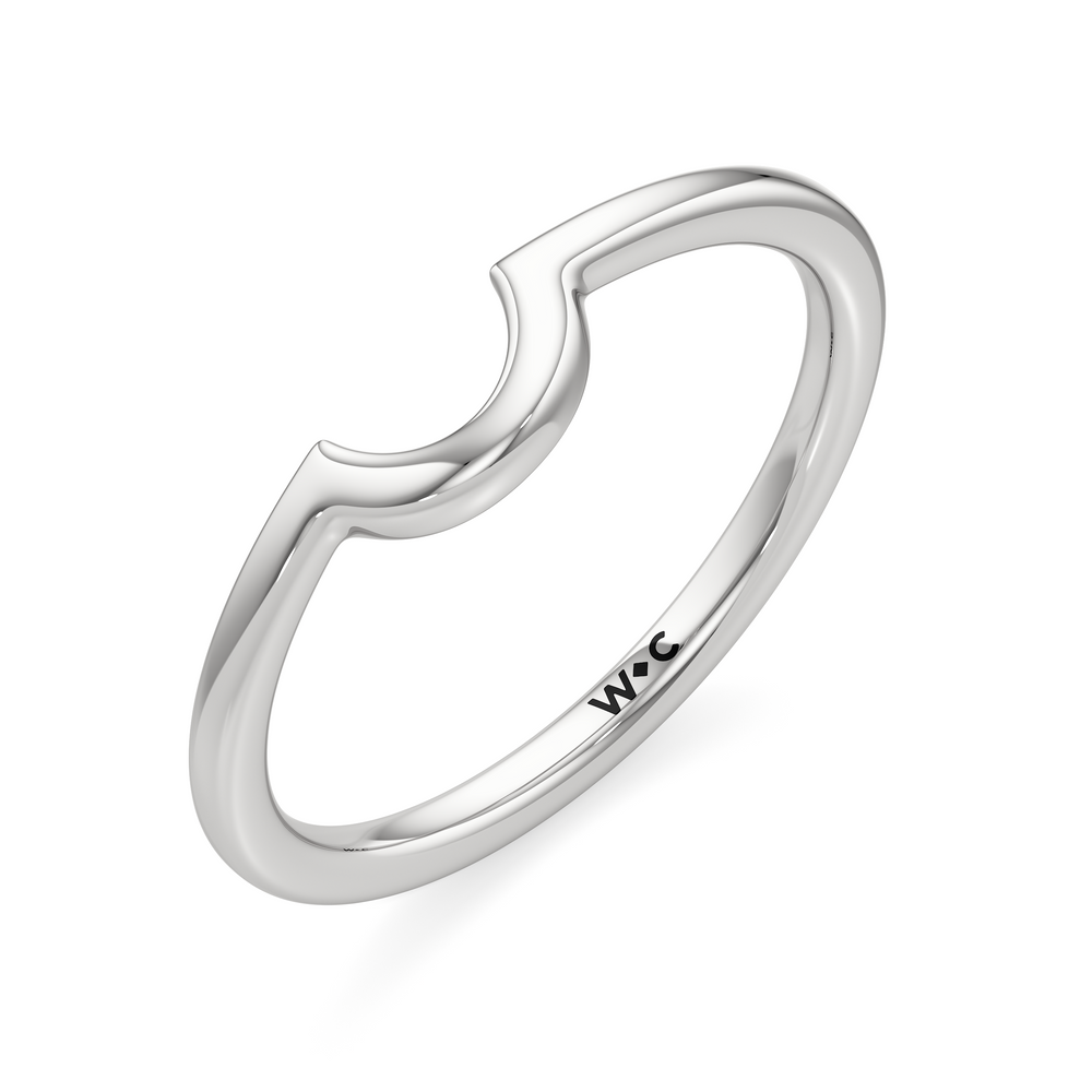 The Zara Wedding Band with Platinum Cut Diamond in 14KT Platinum view 3
