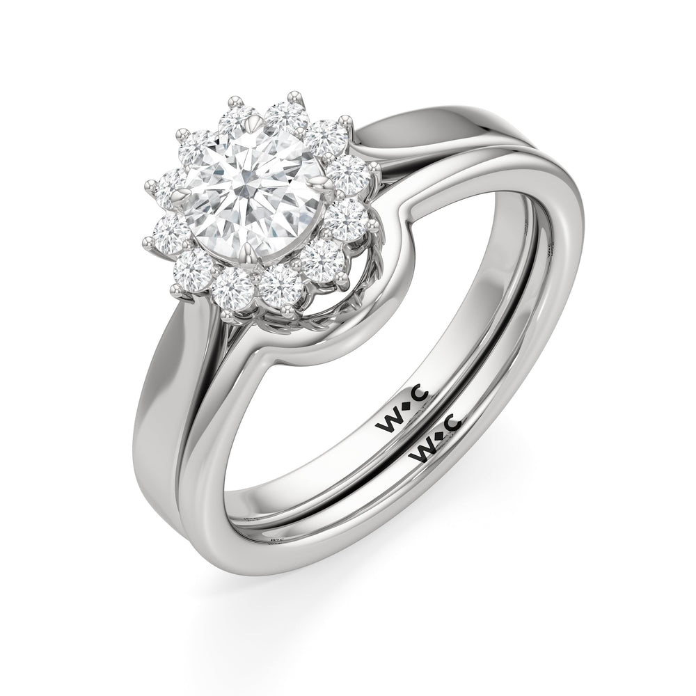 The Zara Wedding Band with Platinum Cut Diamond in 14KT Platinum view 3
