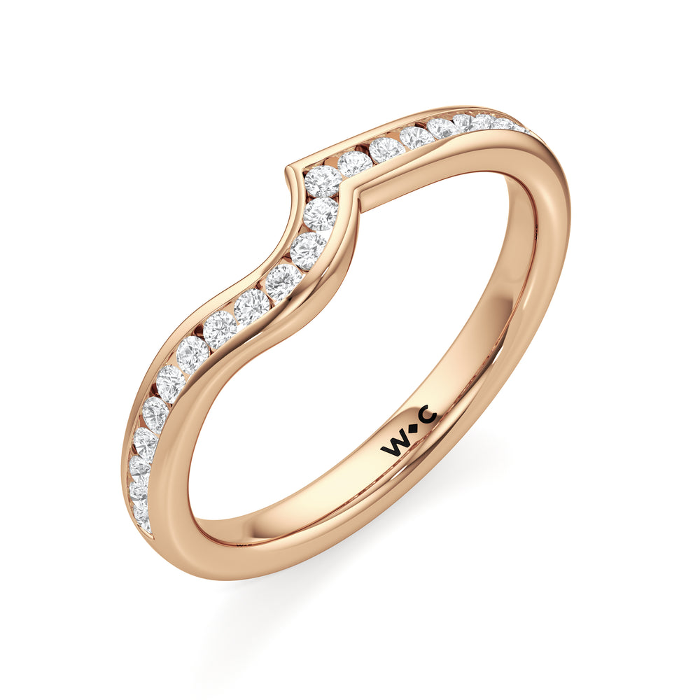 The Kit Diamond Wedding Band with 18KT Rose Gold Cut Diamond in 14KT Rose Gold view 3
