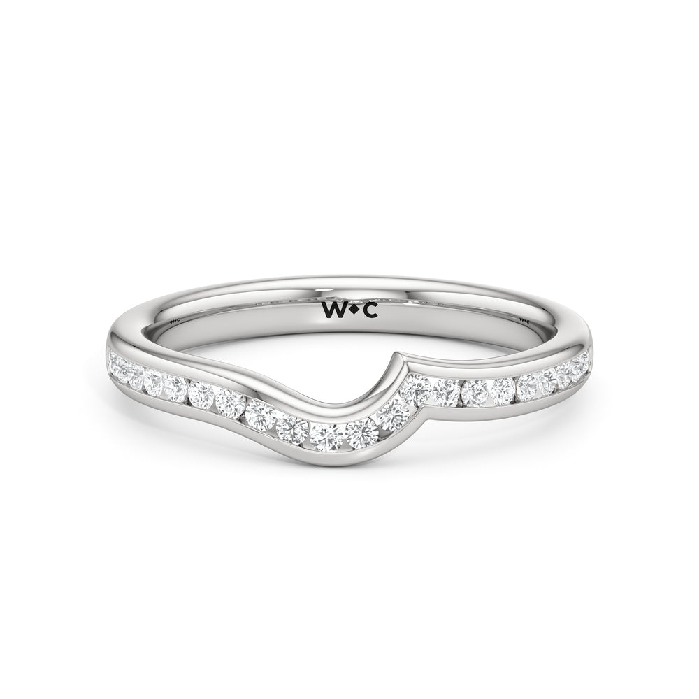 The Kit Diamond Wedding Band with Platinum Cut Diamond in 14KT Platinum view 1

