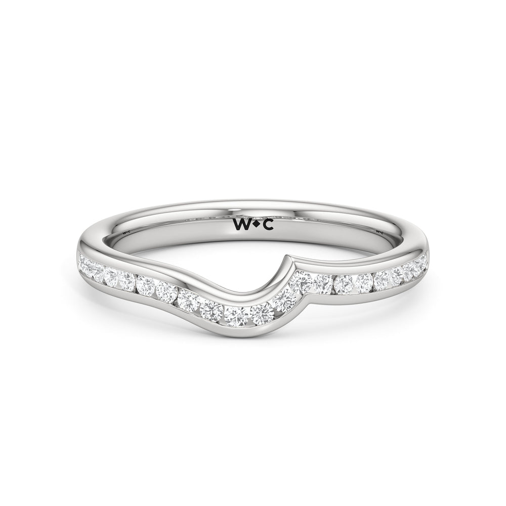 The Kit Diamond Wedding Band with Platinum Cut Diamond in 14KT Platinum view 1
