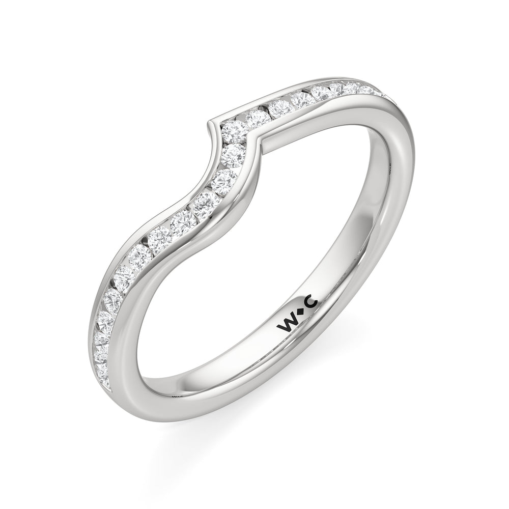 The Kit Diamond Wedding Band with Platinum Cut Diamond in 14KT Platinum view 3
