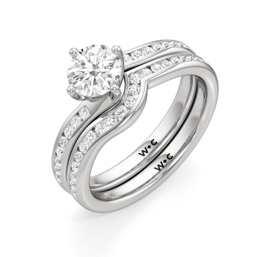 The Kit Diamond Wedding Band with Platinum Cut Diamond in 14KT Platinum view 4

